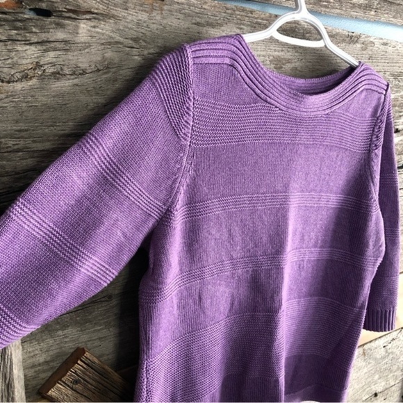ALIA Petites Size Med Purple Boatneck Knit Sweater - Picture 2 of 5